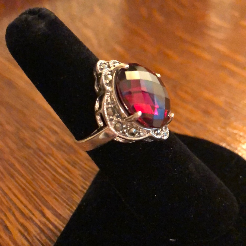 925 Silver And Garnet/Ruby Stone Ring. Unsure If … - image 2